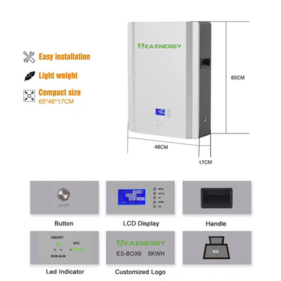 48V 102Ah Home Battery Storage System 5Kw Wall Mount Battery